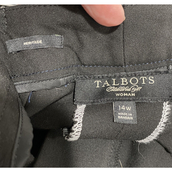 TALBOTS Size 14W Classic Black Pants HERITAGE Flat Front Elastic Insert Waist - Picture 7 of 8